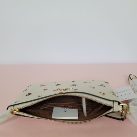COACH Small Wristlet in Floral Print Pebbled Leather– Chalk Multi⭐ - Picture 13 of 16